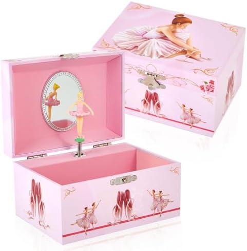 Musical Ballerina Jewelry Box with Spinning Figure for Kids