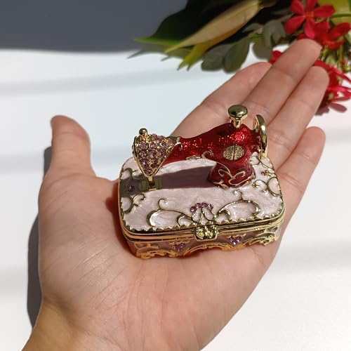 Pink Rhinestone Sewing Machine Ornament with Magnetic Closure