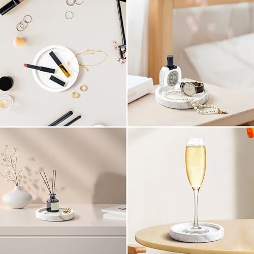 Natural Marble Tray for Rings and Jewelry 59 Inch Round Decorative Dish