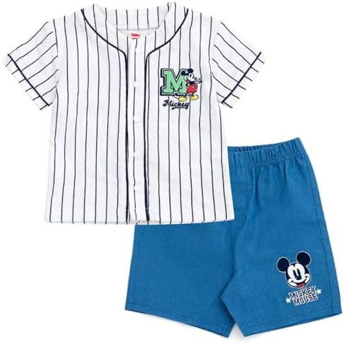 Disney Mickey Mouse Button Down Shirt and Denim Shorts Set for Newborn to 5 Years