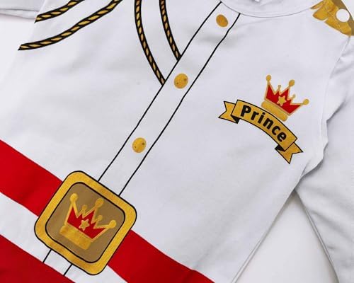 Baby Boy Prince Charming Costume Outfit with Gold Crown Newborn Halloween Costume