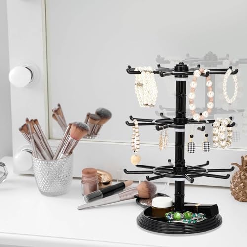 2 Pcs 3 Tier Rotating Jewelry Display Stand Plastic Spinning Rack for Vendors Events