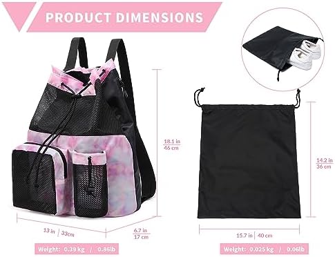 Lohol Durable Mesh Drawstring Gym Bag with Shoe Compartment