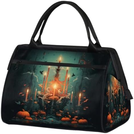 Halloween Pumpkin Candle Print Travel Gym Bag for Women Men