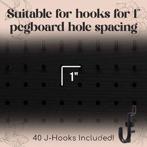 Folding Peg Board Display Stand with 40 Hooks - Jewelry Display for Vendor Events Black