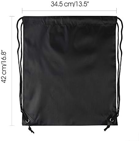 FEPITO 12 Pack Drawstring Backpack Bags Black