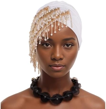 Beaded Rhinestone Turban Hat for Women 2025