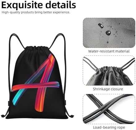 Drawstring Backpack with Initials Rainbow Letter A