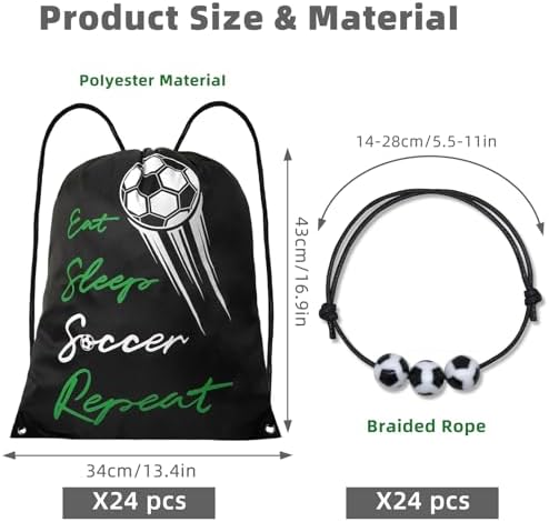 24 Pcs Soccer Basketball Bags 24 Pcs Ball Bracelets for Kids