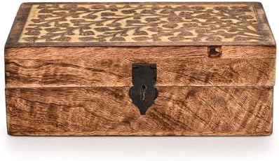 Kaizen Casa Jewelry Box Mango Wood Floral Design