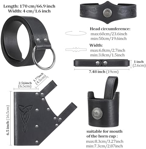 5PCS Medieval Belt Costume Accessories Set