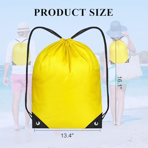 NACHLYNN Drawstring Backpacks 12 Pack Yellow