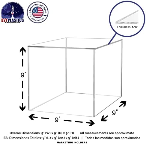 9 Inch Acrylic Display Riser Box No Lid Clear Square Jewelry Box Storage Platform