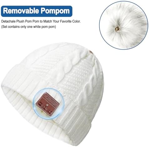 Bluetooth Beanie Hat for Women Girls with Stereo Headphones and Mic