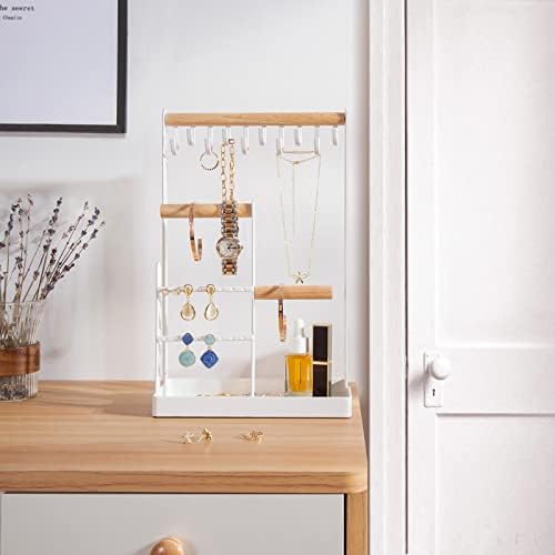 ProCase Jewelry Stand Holder Organizer 4-Tier with Ring Tray - Medium White