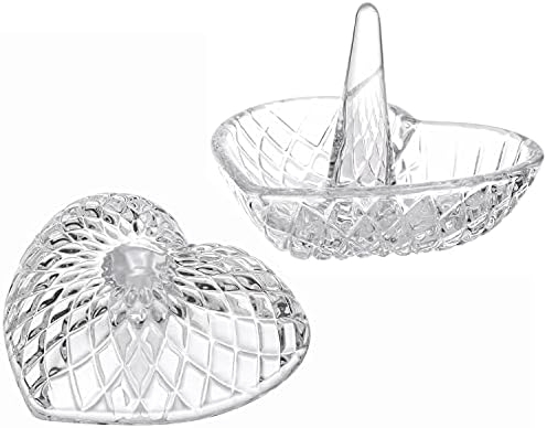 MyGift Clear Glass Ring Cone With Tray Set of 2
