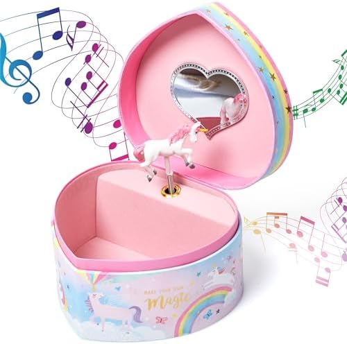 Jewelkeeper Music Jewelry Box for Girls - Heart Shaped Unicorn Design