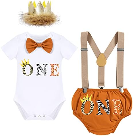 IBTOM CASTLE Baby Boys Lion Safari 1st Birthday Romper Outfit