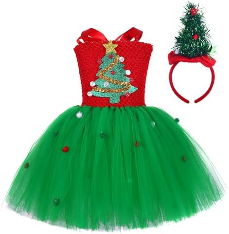 Toddler Christmas Costume Princess Tulle Dress with Hair Accessories