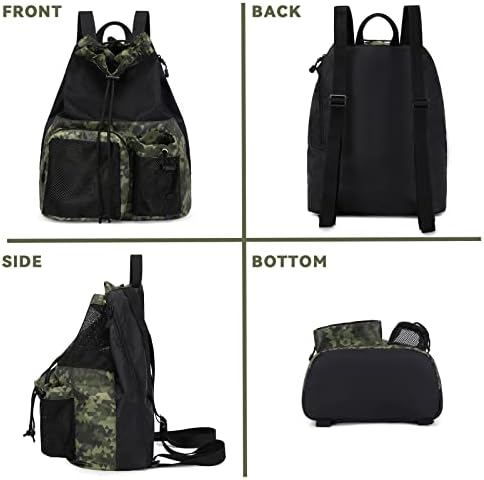 Lohol Durable Mesh Drawstring Gym Bag with Shoe Compartment