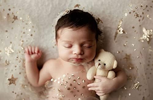 Vemonllas Newborn Photography Wrap Gold Star Translucent Blanket