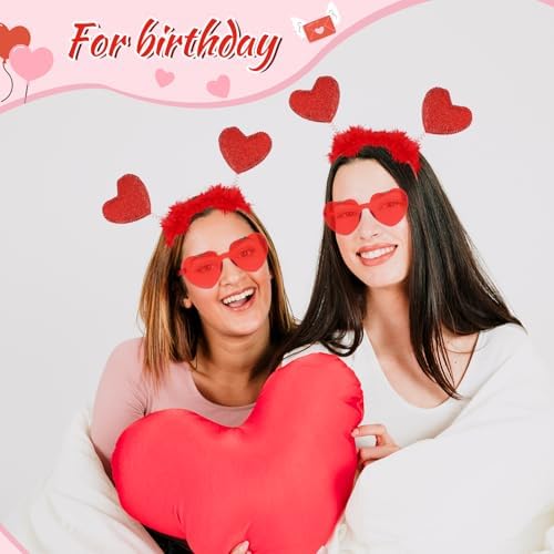 4 Piece Heart Headbands and Sunglasses Valentines Day Costume Accessories Set
