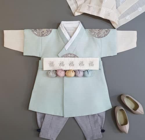 Korean Mint Boy Hanbok 100 Days to 10 Yr Old Traditional Dress
