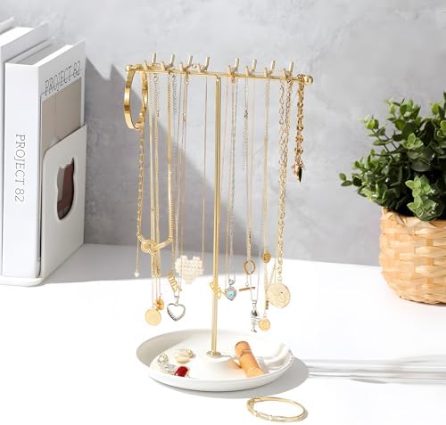 Elegant Jewelry Holder Stand with Base 12 T-Shaped Display Organizer