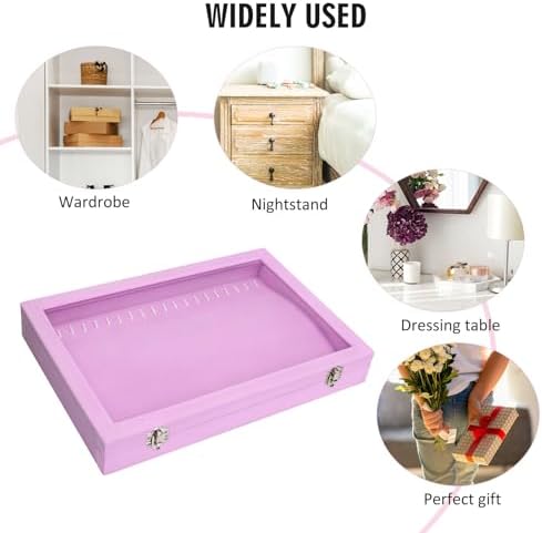 Velvet Necklace Display Jewelry Tray with 20 Hooks