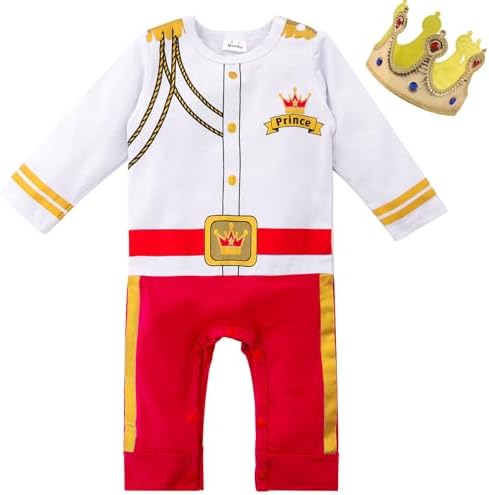 Baby Boy Prince Charming Costume Outfit with Gold Crown Newborn Halloween Costume