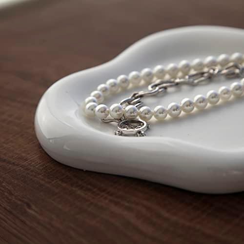 Cloud Shape Ceramic Jewelry Tray for Women White