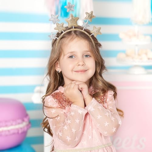 Star Headband 2 Pieces Gold and Silver Star Hair Hoops Party Festival Holiday Birthday Hair Accessories One Size