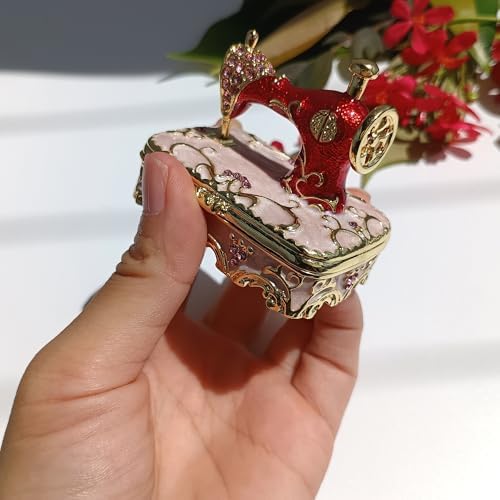 Pink Rhinestone Sewing Machine Ornament with Magnetic Closure