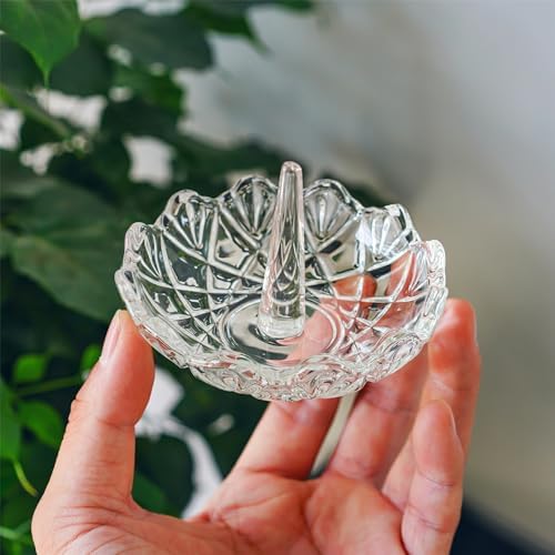 HD Clear Crystal Ring Holder Wavy Glass Jewelry Dish