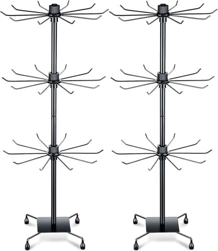 2 Pcs Rotating Jewelry Display Rack with Hooks for Earrings and Necklaces