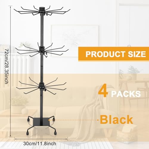4 Pcs Rotating Jewelry Display Stand with Hooks
