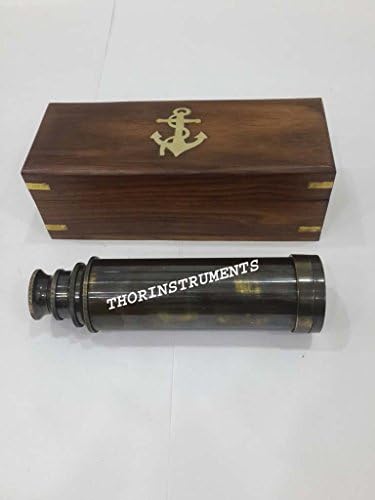 Vintage Nautical Telescope with Wooden Box
