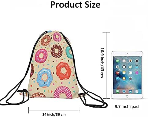 Beabes Colorful Doughnut Drawstring Gym Backpack for Men Women