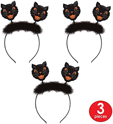 Beistle 3 Piece Retro Halloween Cat Headbands