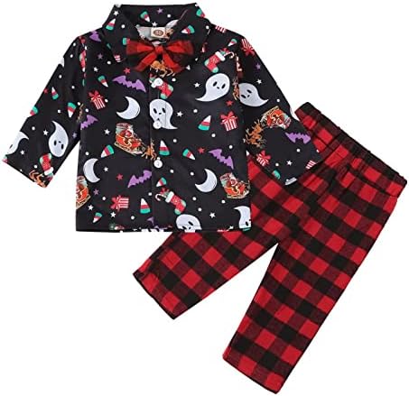 Christmas Sweater Boy Toddler Baby Boys Plaid Pants Long Sleeve Gentleman Set