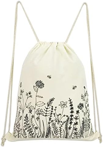 Small Flower Drawstring Backpack for Women Girls