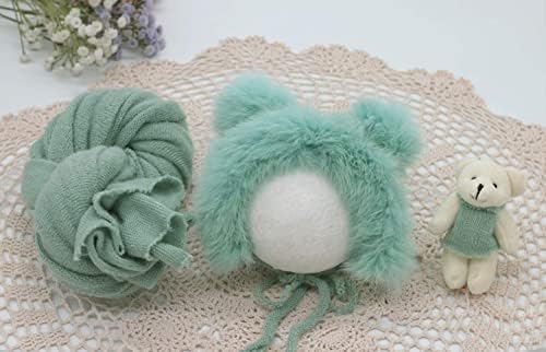 Vemonllas Newborn Photography Props Teddy Bear Hat Wrap Blanket Baby Outfit