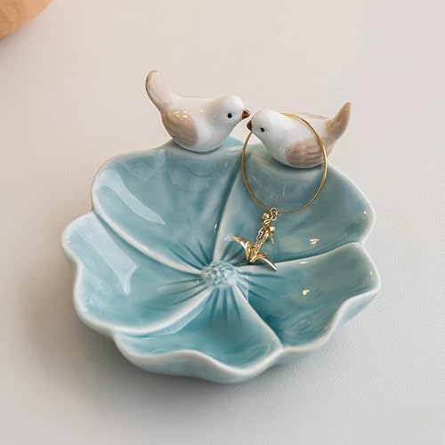 Lotus Ceramic Trinket Dish for Earrings Rings Keys