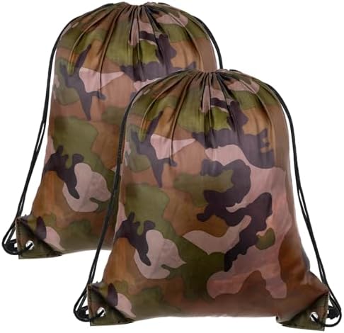 2PCS Camo Drawstring Backpack Waterproof Camouflage Carry Bag