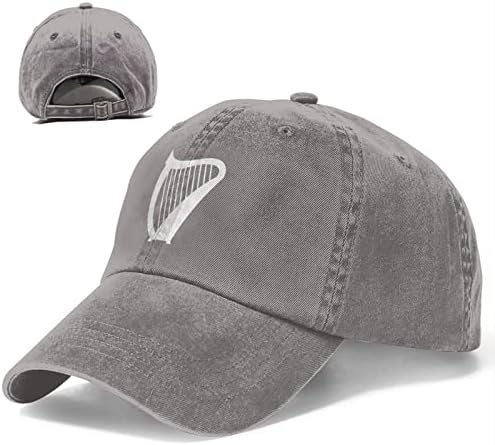 Unisex Adjustable Baseball Cap with Irish Harp Pattern Denim Snapback