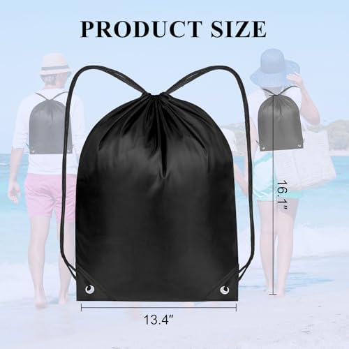NACHLYNN 12-Piece Black Drawstring Backpack Set