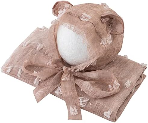 Vemonllas Retro Bear Bonnet Hat Wrap Blanket Baby Photo Props Set