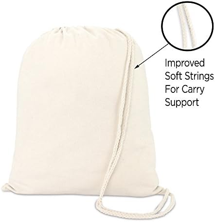 DALIX Canvas Drawstring Backpack 12 Pack Natural