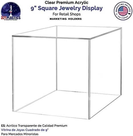 9 Inch Acrylic Display Riser Box No Lid Clear Square Jewelry Box Storage Platform
