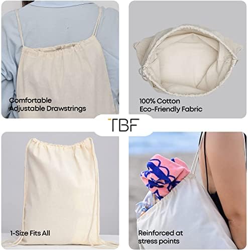 12 Pack Durable Cotton Canvas Drawstring Bags 14x16